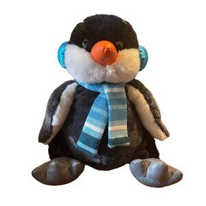 Commonwealth Gottschalks Penguin Plush Scarf Earmuffs Stuffed Animal 20" Winter